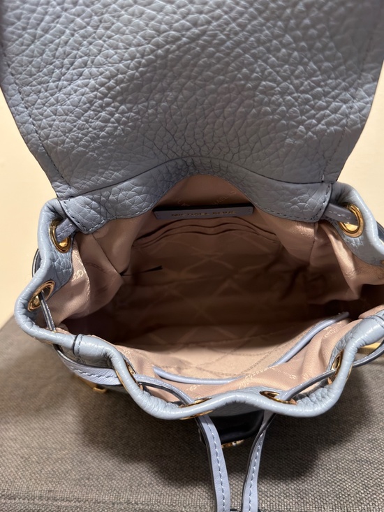 Michael Kors Powder Blue Leather Convertible Backpack Crossbody Bag Gold Detail